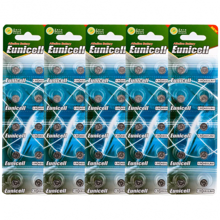 Lot de 50 Piles EUNICELL AG3 / 392 / LR41 / SR41SW
