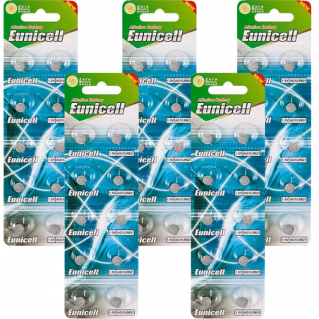 Lot de 50 piles EUNICELL AG1- G1 LR60 LR621 SR621 W 364