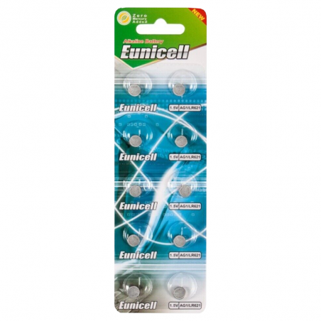 Lot de 10 piles EUNICELL AG1- G1 LR60 LR621 SR621 W 364