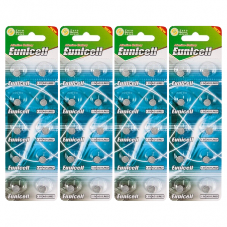 Lot de 40 piles EUNICELL AG1- G1 LR60 LR621 SR621 W 364