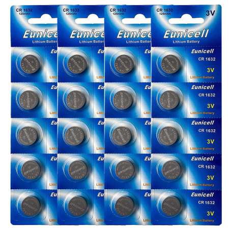 Lot de 20 Piles EUNICELL Bouton Lithium CR1632 CR 1632 3V