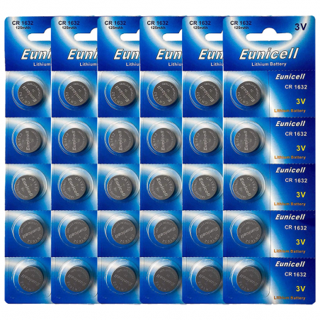 Lot de 30 Piles EUNICELL Bouton Lithium CR1632 CR 1632 3V