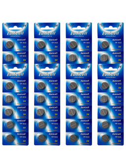 Lot de 40 Piles EUNICELL Bouton Lithium CR1632 CR 1632 3V