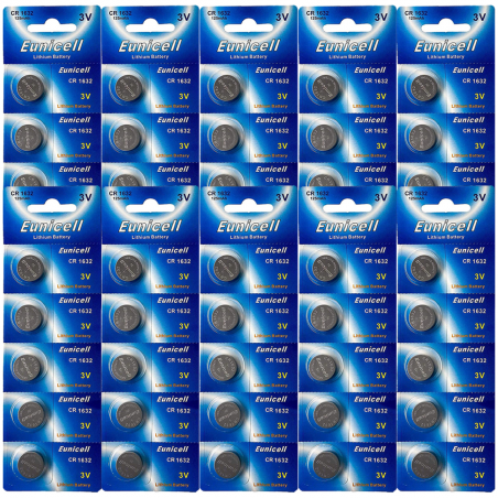 Lot de 50 Piles EUNICELL Bouton Lithium CR1632 CR 1632 3V