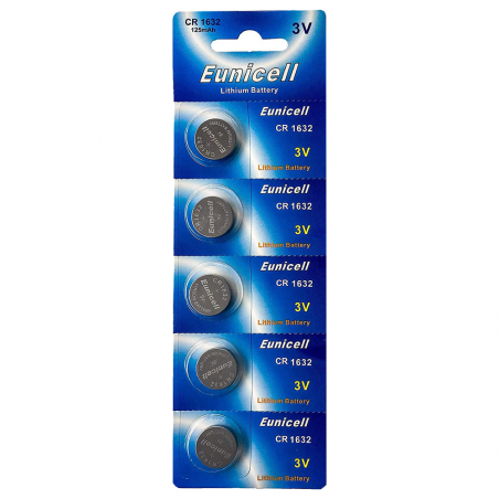 Lot de 5 Piles EUNICELL Bouton Lithium CR1632 CR 1632 3V