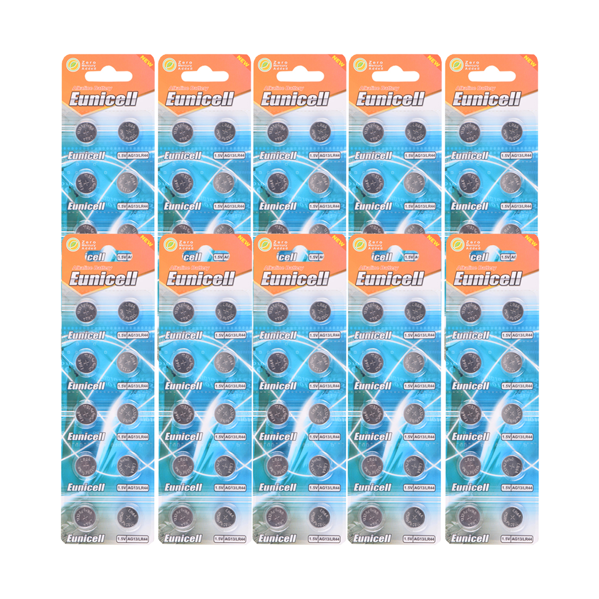 Lot de 100 piles AG13 LR44 A76 1.55V EUNICELL Lot de 100 piles AG13 LR44 A76 1.55V EUNICELL
