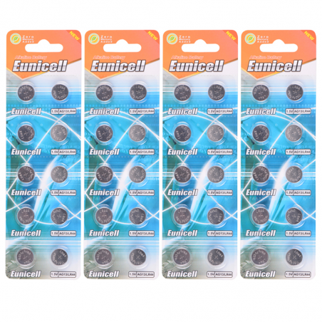 Lot de 40 Piles EUNICELL LR44 AG13 A762