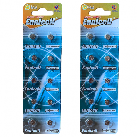 Lot de 20 Piles EUNICELL AG4 LR626 LR626SW 377A SR 626 SR377 G4