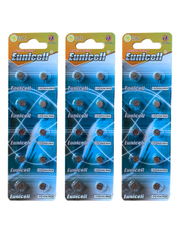 Lot de 30 Piles EUNICELL AG4 LR626 LR626SW 377A SR 626 SR377 G4