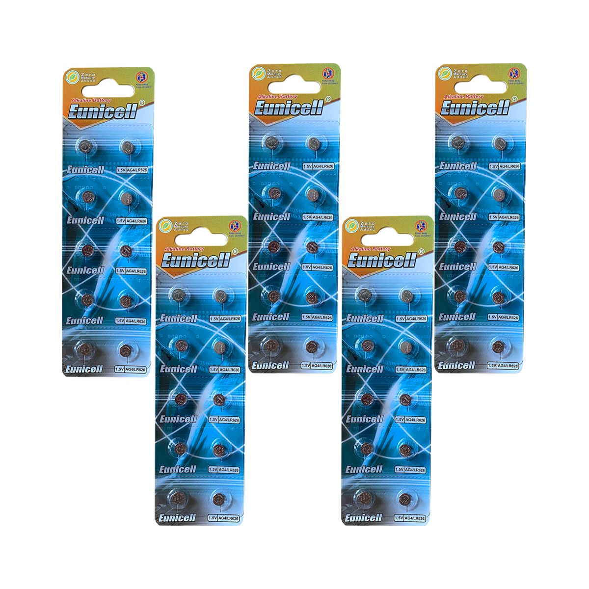 Lot de 50 Piles EUNICELL AG4 LR626 LR626SW 377A SR 626 SR377 G4 Lot de 50 Piles EUNICELL AG4 LR626 LR626SW 377A SR 626 SR377 G4
