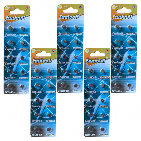 Lot de 50 Piles EUNICELL AG4 LR626 LR626SW 377A SR 626 SR377 G4