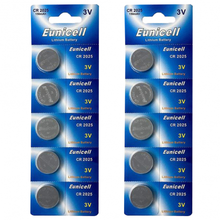LOT DE 10 PILES EUNICELL BOUTONS CR2025