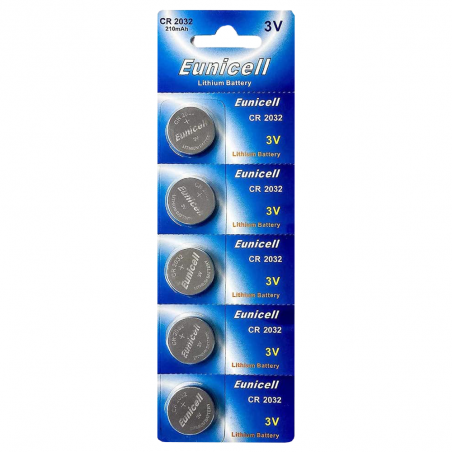 Lot de 5 Piles EUNICELL CR2032 BR2032 DL2032