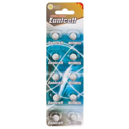 Lot de 10 Piles Eunicell Alcaline AG7 G7 LR927,395 1,55V