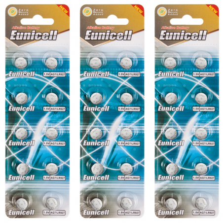 Lot de 30 Piles Eunicell Alcaline AG7 G7 LR927,395 1,55V