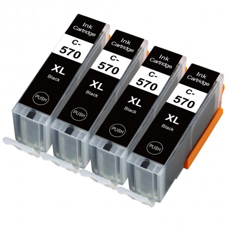 4 Cartouche compatible Canon PGI-570 PGBKXL Noir 24ml