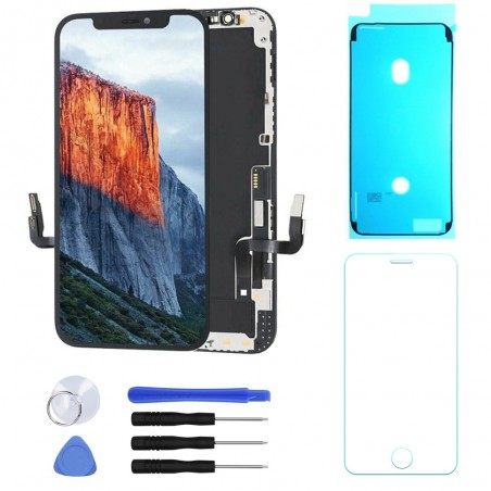 OuiSmart® ECRAN LCD POUR IPHONE 12 INCELL VITRE TACTILE SUR CHASSIS NOIR + VERRE + JOINT