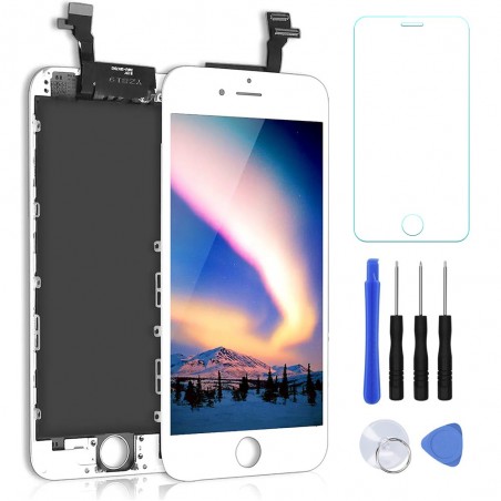 OuiSmart® ECRAN LCD POUR IPHONE 6 BLANC RETINA + VITRE TACTILE COMPLET SUR CHASSIS + OUTILS + 1 VERRE TREMPÉ