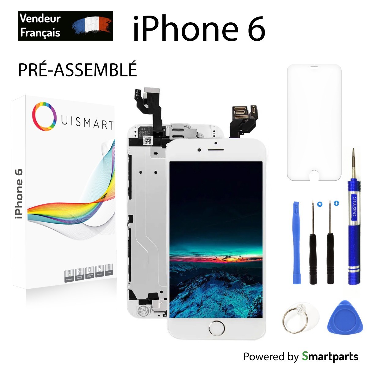 OuiSmart® BOITE BLOC COMPLET POUR IPHONE 6 BLANC TOUT ASSEMBLÉ VITRE TACTILE + ECRAN LCD + 1 VERRE TREMPE + BOITE FBC OuiSmart® BOITE BLOC COMPLET POUR IPHONE 6 BLANC TOUT ASSEMBLÉ VITRE TACTILE + ECRAN LCD + 1 VERRE TREMPE + BOITE FBC