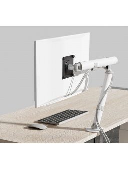 Support pour Moniteur de 15-36 Pouces, Réglable en Hauteur, Rotatif et Pivotant, VESA 75/100 Blanc