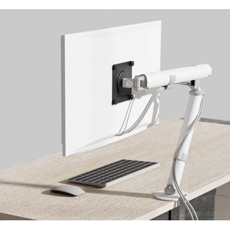 Support pour Moniteur de 15-36 Pouces, Réglable en Hauteur, Rotatif et Pivotant, VESA 75/100 Blanc