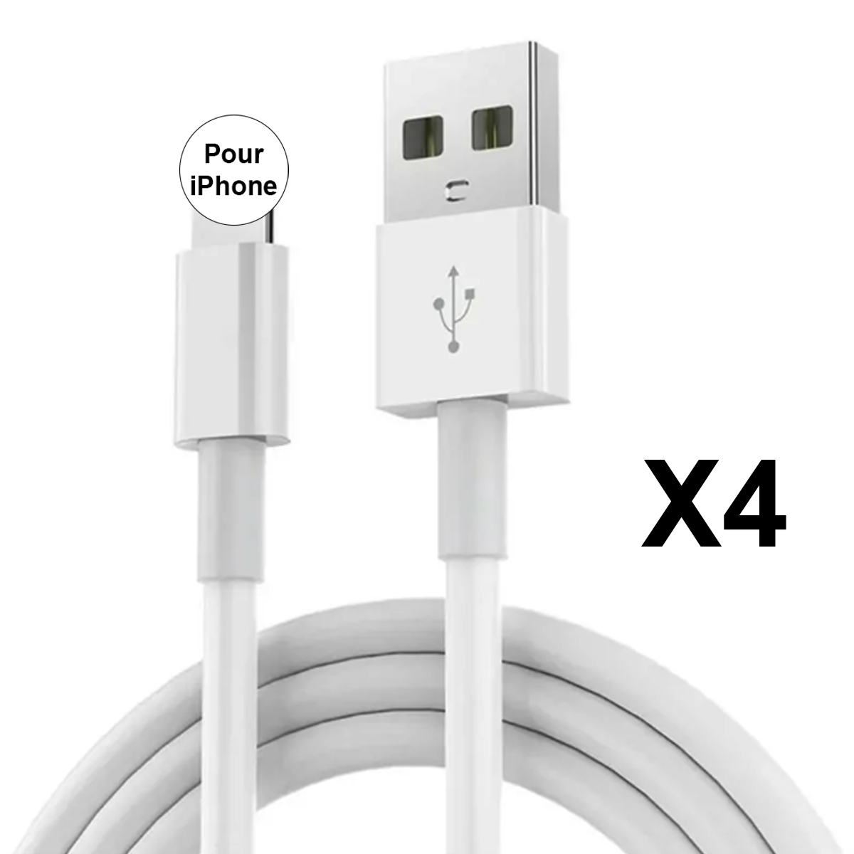 LOT DE 4 CABLES COMPATIBLES AVEC IPHONE 14 13 12 11 X XS XSMAX XR 5 S 6 7 8 LOT DE 4 CABLES COMPATIBLES AVEC IPHONE 14 13 12 11 X XS XSMAX XR 5 S 6 7 8