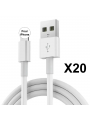 LOT DE 20 CABLES COMPATIBLES AVEC IPHONE 14 13 12 11 X XS XSMAX XR 5 S 6 7 8