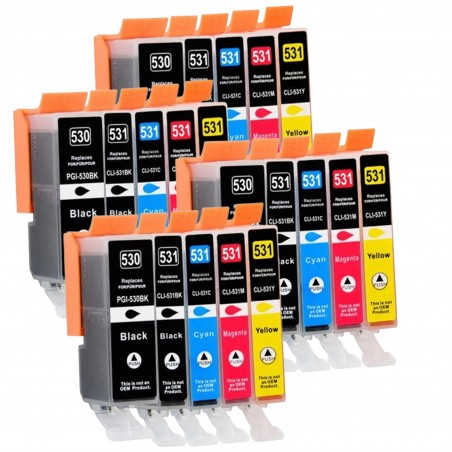 Pack de 20 Cartouches compatibles avec Canon PGI-530 CLI-531 pour P...