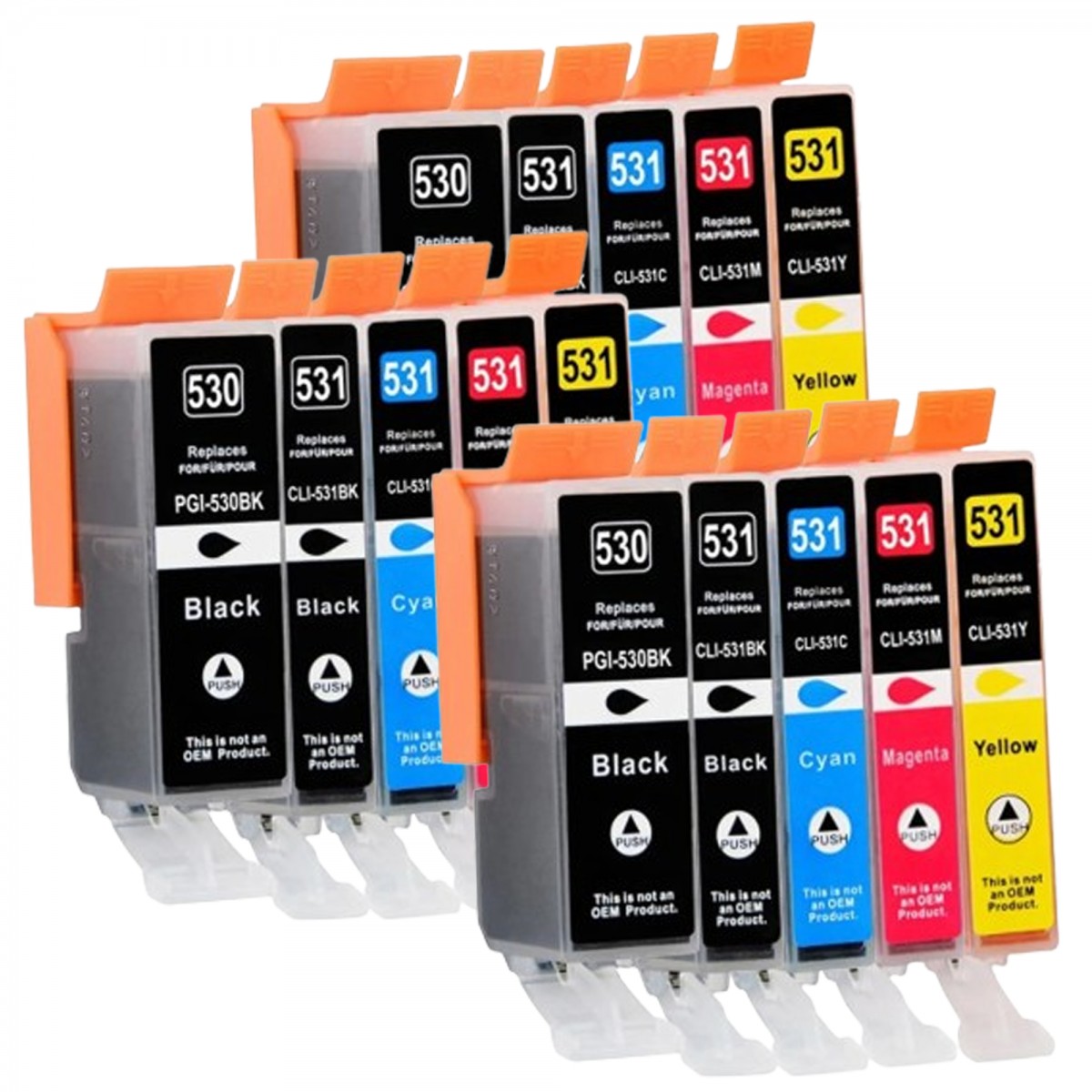 Pack de 15 Cartouches compatibles avec Canon PGI-530 CLI-531 pour PIXMA TS8750 et Pixma TS8751 Pack de 15 Cartouches compatibles avec Canon PGI-530 CLI-531 pour PIXMA TS8750 et Pixma TS8751