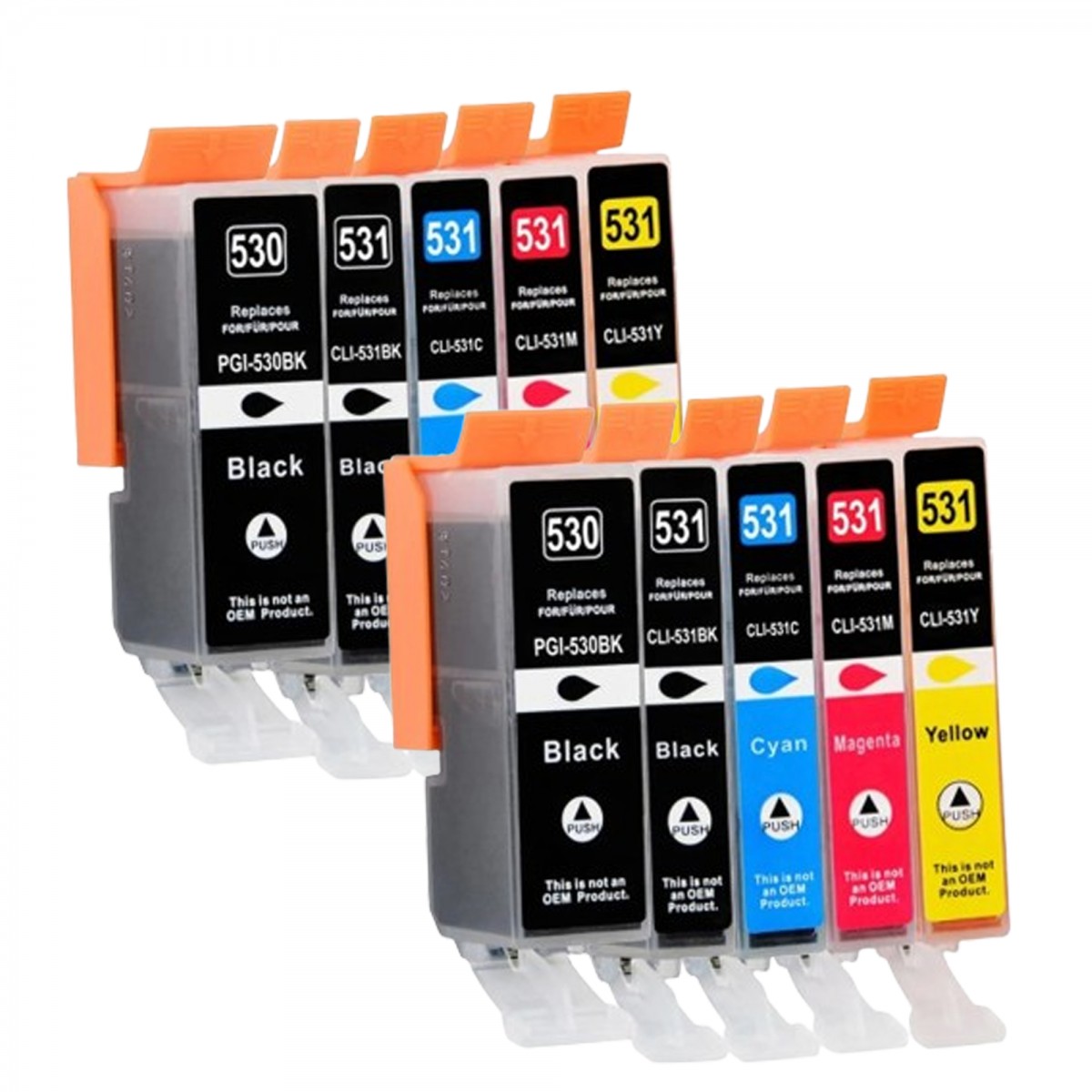 Pack de 10 Cartouches compatibles avec Canon PGI-530 CLI-531 pour PIXMA TS8750 et Pixma TS8751 Pack de 10 Cartouches compatibles avec Canon PGI-530 CLI-531 pour PIXMA TS8750 et Pixma TS8751