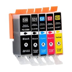 Pack de 5 Cartouches compatibles avec Canon PGI-530 CLI-531 pour PI...