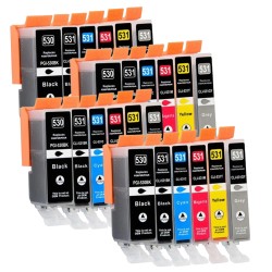 Pack de 24 Cartouches compatibles avec Canon PGI-530 CLI-531 pour P...