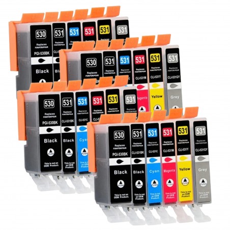 Pack de 24 Cartouches compatibles avec Canon PGI-530 CLI-531 pour P...