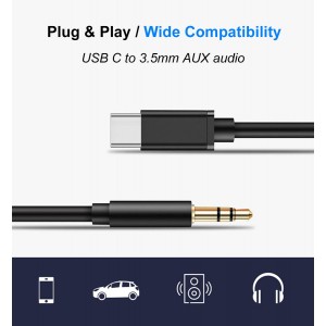 Câble Audio Câble Auxiliaire pour Type-C vers Jack 3,5mm avec Smart...