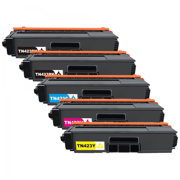 Pack de 5 TONER Compatible avec Brother TN-423 ( 2BK + C + M + Y) Pack de 5 TONER Compatible avec Brother TN-423 ( 2BK + C + M + Y)
