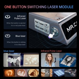 Graveur laser de bureau Mr Carve M4 + RF1 1064nm & 455nm pour métaux et non-métaux avec une zone de travail de 70mm*70mm