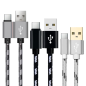 Pack de 3 Câbles chargeurs 2 mètres en nylon tressé USB TYPE C pour Samsung Galaxy S8 ET S8 PLUS NOIR BLANC GRIS Pack de 3 Câbles chargeurs 2 mètres en nylon tressé USB TYPE C pour Samsung Galaxy S8 ET S8 PLUS NOIR BLANC GRIS