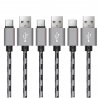 Pack de 3 Câbles chargeurs 1m en nylon tressé USB Type C argent pou...