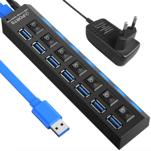 Hub Multiprise USB 3.0 avec 7 ports avec indicateur LED et interrup...