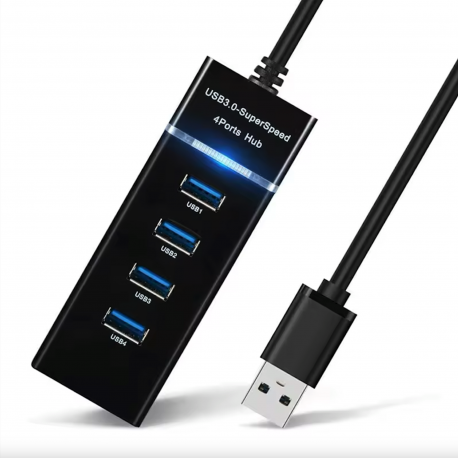 4-Port Hub USB 3.0 High Speed Ports Pour Ordinateur, Pc, Tablette (...