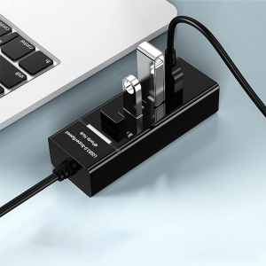 4-Port Hub USB 3.0 High Speed Ports Pour Ordinateur, Pc, Tablette (Noir)