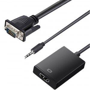 Câble Adaptateur Convertisseur VGA mâle Vers HDMI Femelle Sortie 10...