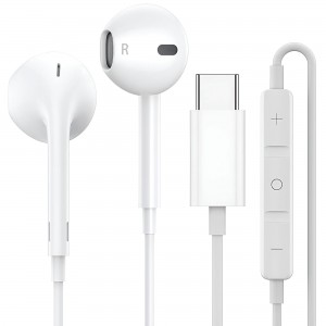 Ecouteurs usb type C blanc pour iPhone 15 / 15 Plus / 15 Pro / 15 P...