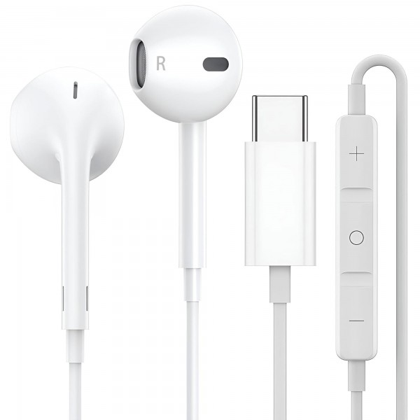 Ecouteurs usb type C blanc pour iPhone 15 / 15 Plus / 15 Pro / 15 Pro Max Ecouteurs usb type C blanc pour iPhone 15 / 15 Plus / 15 Pro / 15 Pro Max