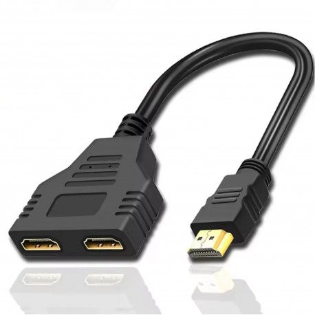 Adaptateur 2 ports Cable HDMI 1080P Gold 3D FULL HD avec SmartParts