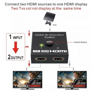 2 port hdmi commutateur répartiteur bidirectionnel 1 in 2 out / 2 e...