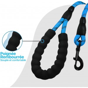 Laisse bleu pour Chien en Nylon Réglable Solide de Haute Qualité Ré...