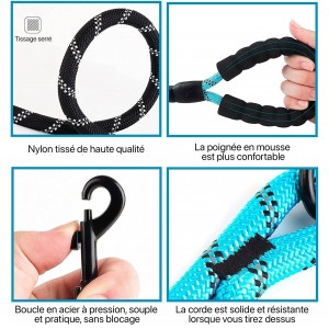 Laisse bleu pour Chien en Nylon Réglable Solide de Haute Qualité Ré...