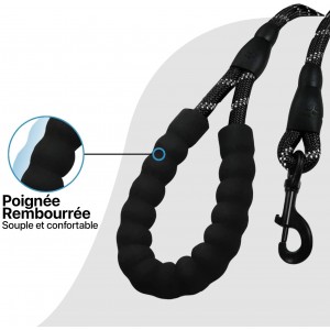 Laisse noir pour Chien en Nylon Réglable Solide de Haute Qualité Ré...