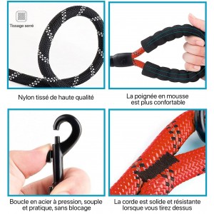 Laisse rouge pour Chien en Nylon Réglable Solide de Haute Qualité R...